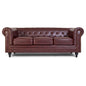 Faux Leather Chesterfield Sofa Suite - Brown-Bargainia.com