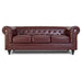 Faux Leather Chesterfield Sofa Suite - Brown-Bargainia.com