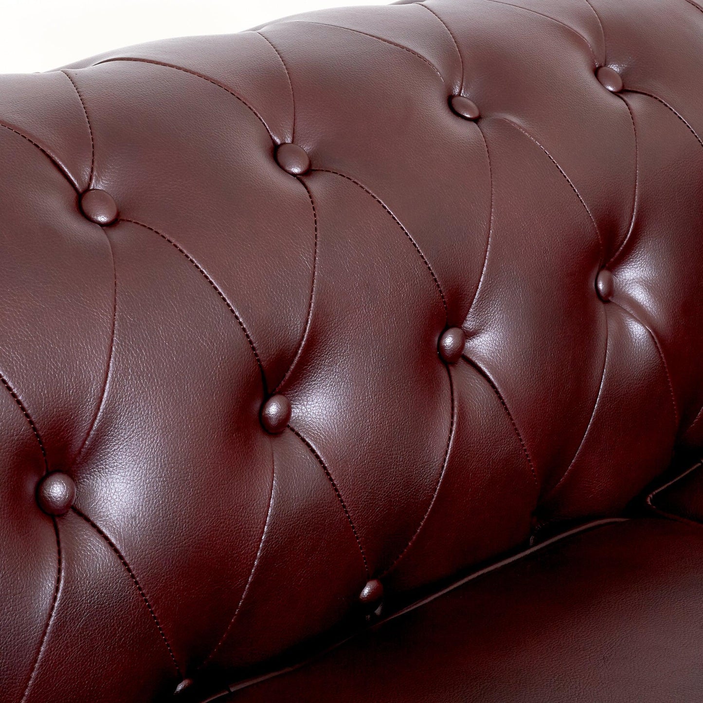 Faux Leather Chesterfield Sofa Suite - Brown-Bargainia.com