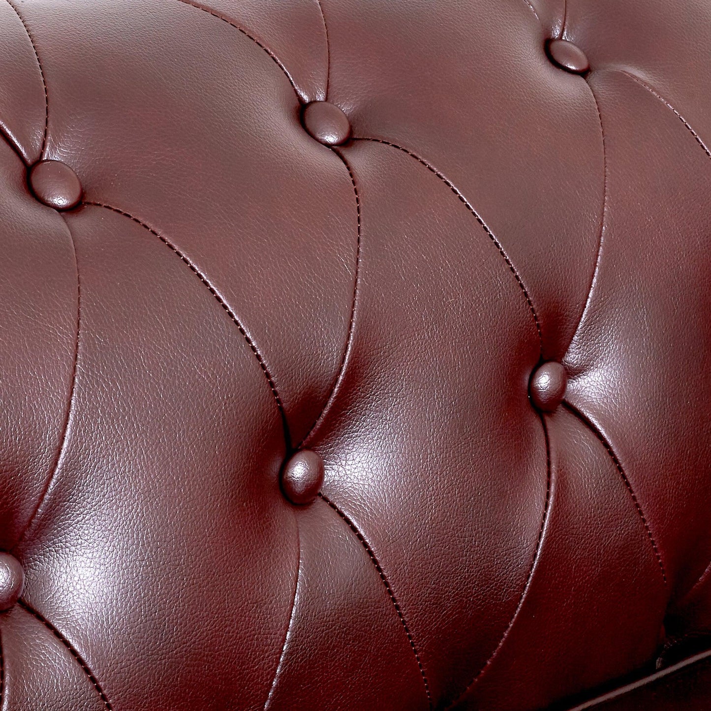 Faux Leather Chesterfield Sofa Suite - Brown-Bargainia.com