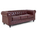 Faux Leather Chesterfield Sofa Suite - Brown-Bargainia.com