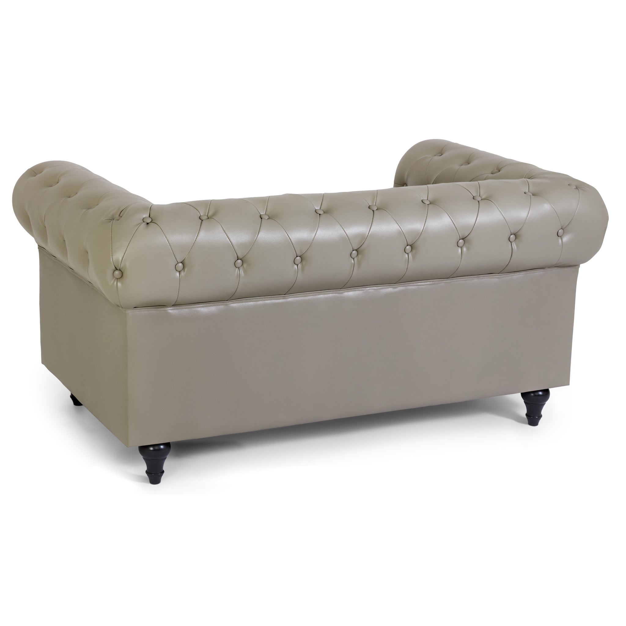 Faux Leather Chesterfield Sofa Suite - Grey-Bargainia.com