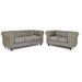 Faux Leather Chesterfield Sofa Suite - Grey-Bargainia.com