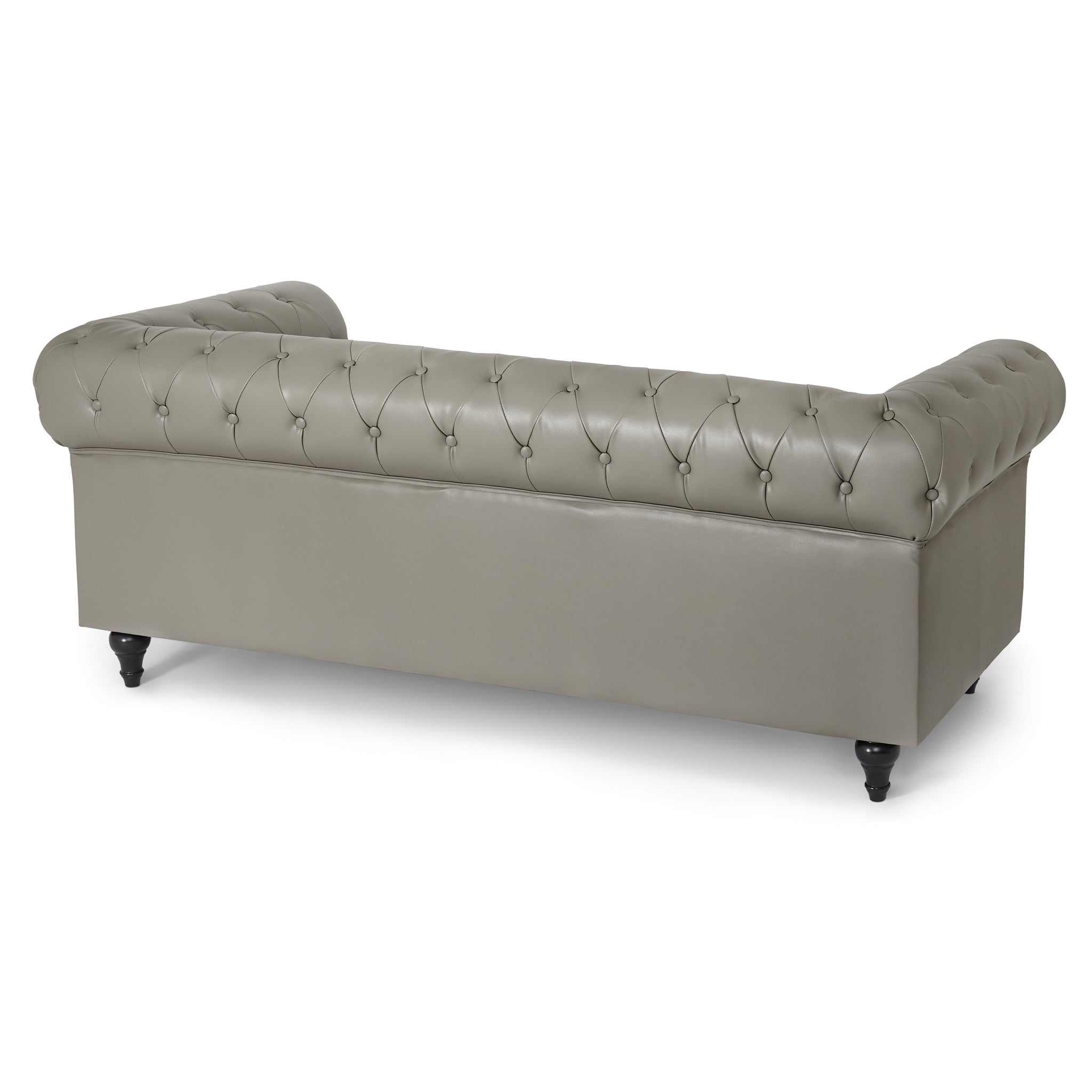 Faux Leather Chesterfield Sofa Suite - Grey-Bargainia.com