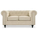 Velvet Chesterfield Sofa Suite - Cream-Bargainia.com