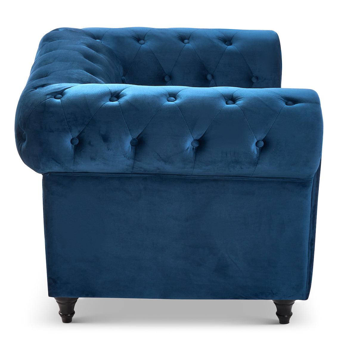 Velvet Chesterfield Sofa Suite - Navy Blue-Bargainia.com