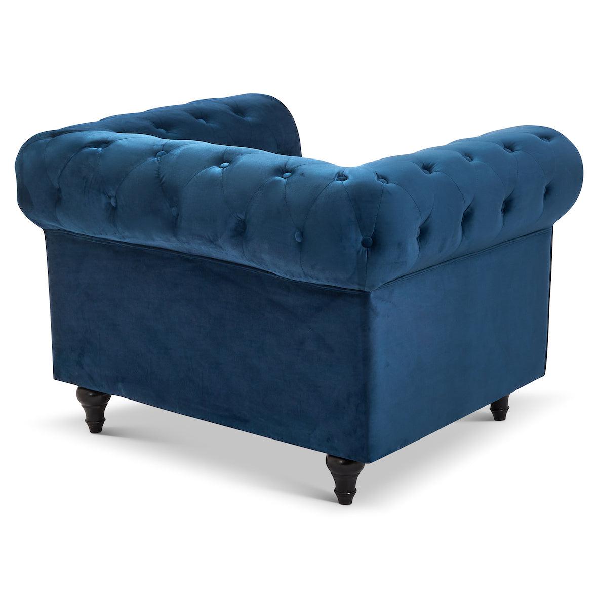 Velvet Chesterfield Sofa Suite - Navy Blue-Bargainia.com