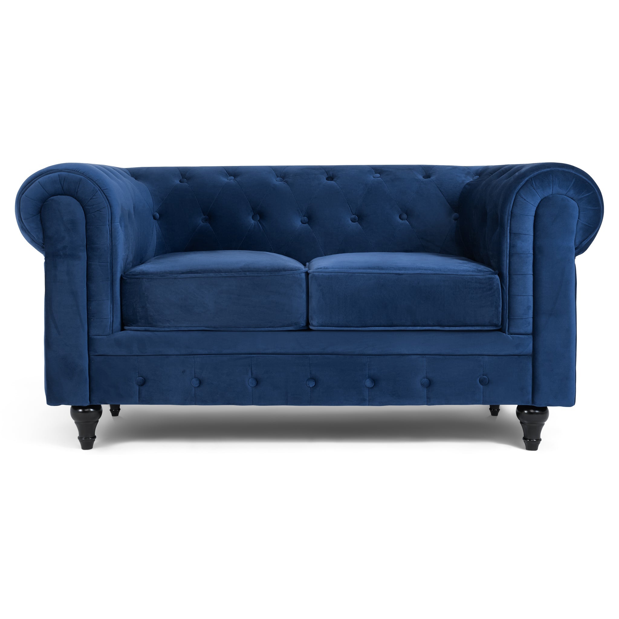 Velvet Chesterfield Sofa Suite - Blue-Bargainia.com