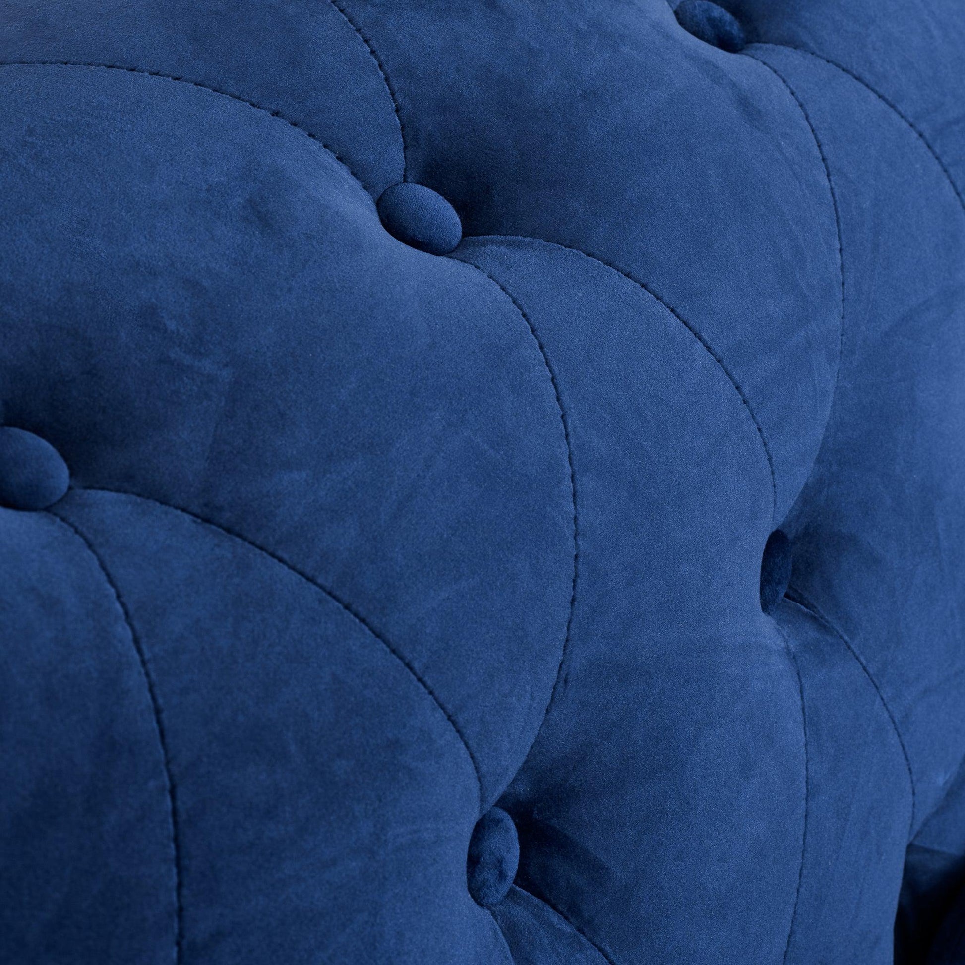 Velvet Chesterfield Sofa Suite - Blue-Bargainia.com