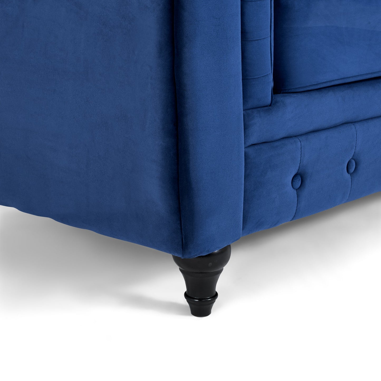 Velvet Chesterfield Sofa Suite - Blue-Bargainia.com