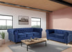 Velvet Chesterfield Sofa Suite - Blue-Bargainia.com