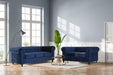 Velvet Chesterfield Sofa Suite - Blue-Bargainia.com