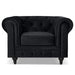 Velvet Chesterfield Sofa Suite - Black-Bargainia.com