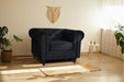 Velvet Chesterfield Sofa Suite - Black-Bargainia.com