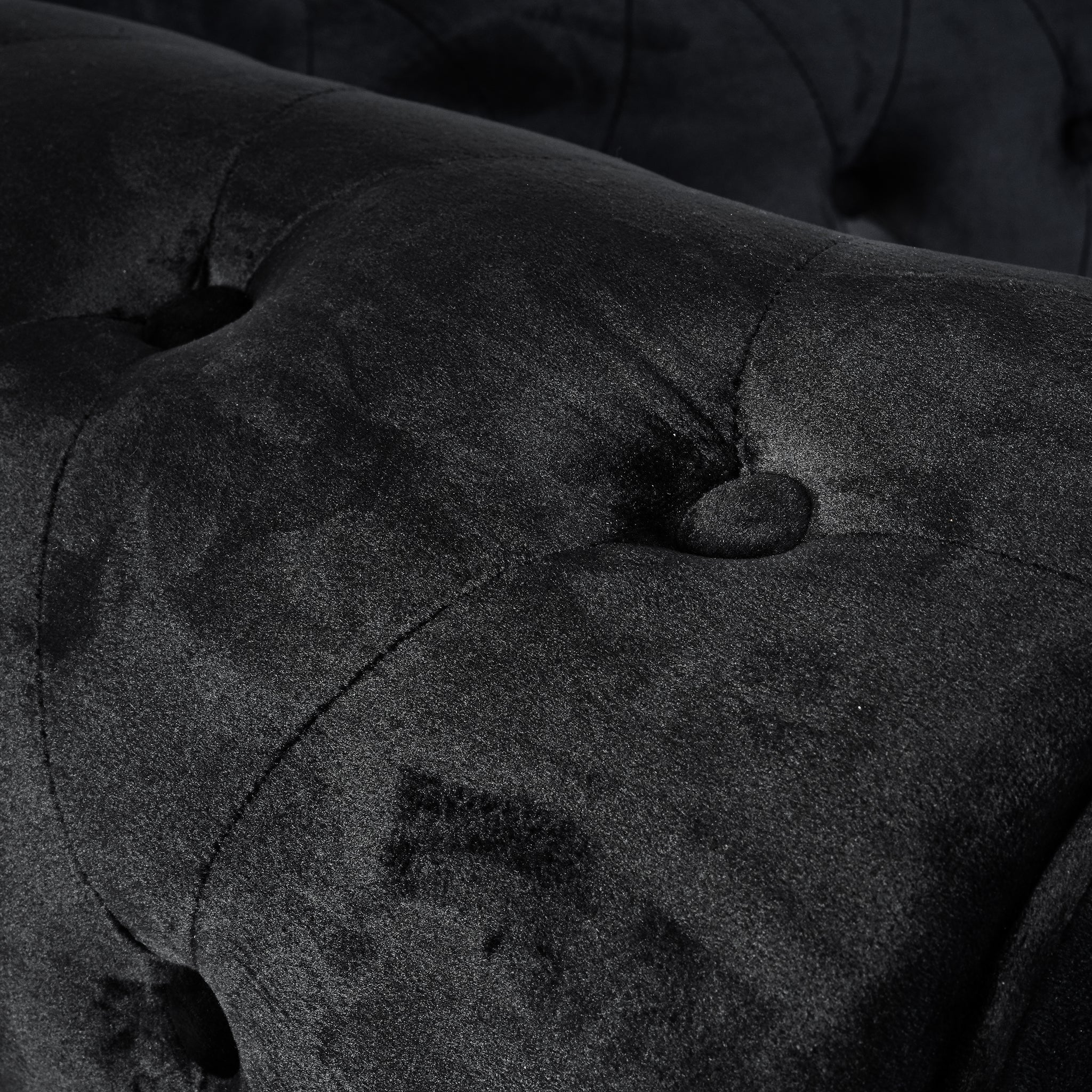 Velvet Chesterfield Sofa Suite - Black-Bargainia.com