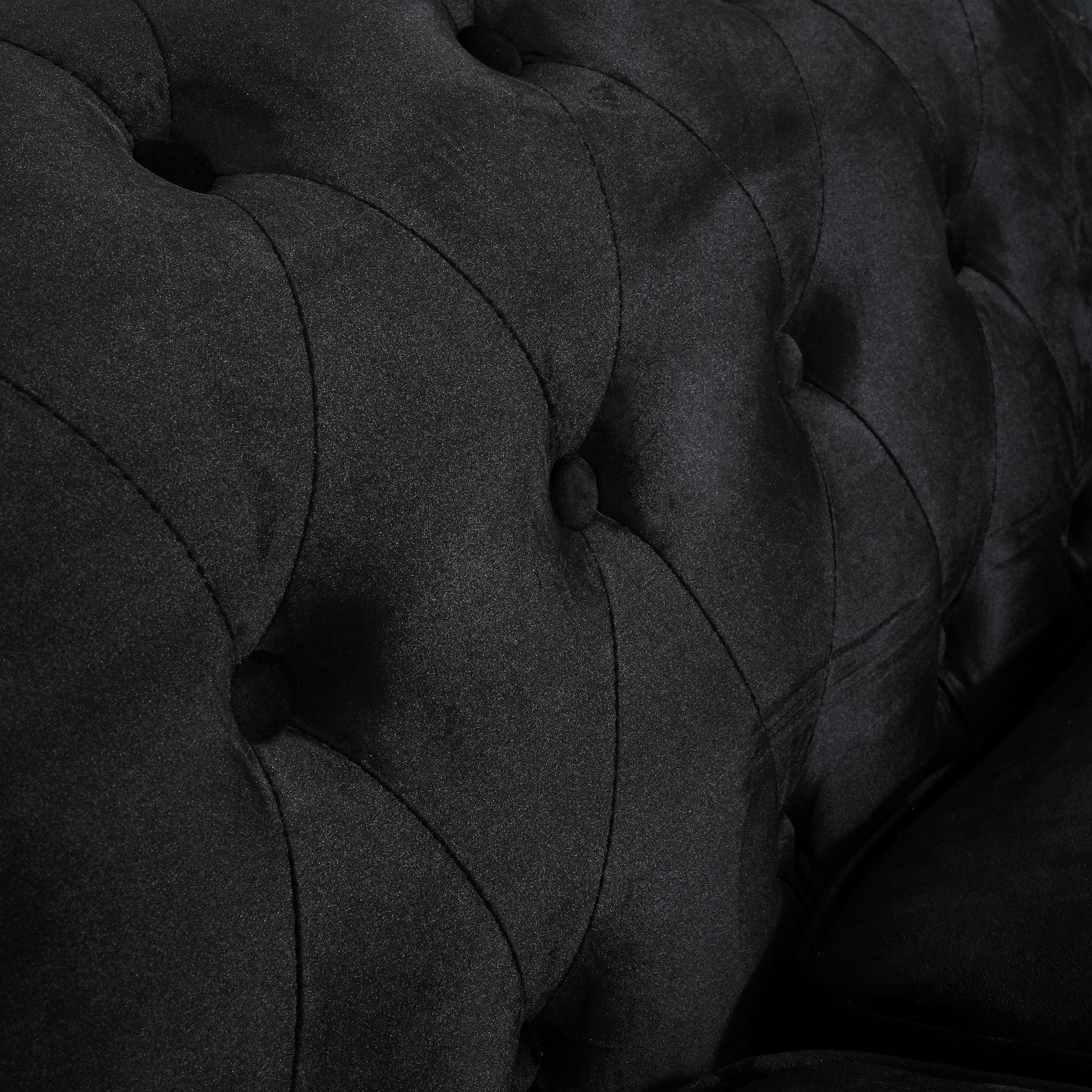 Velvet Chesterfield Sofa Suite - Black-Bargainia.com