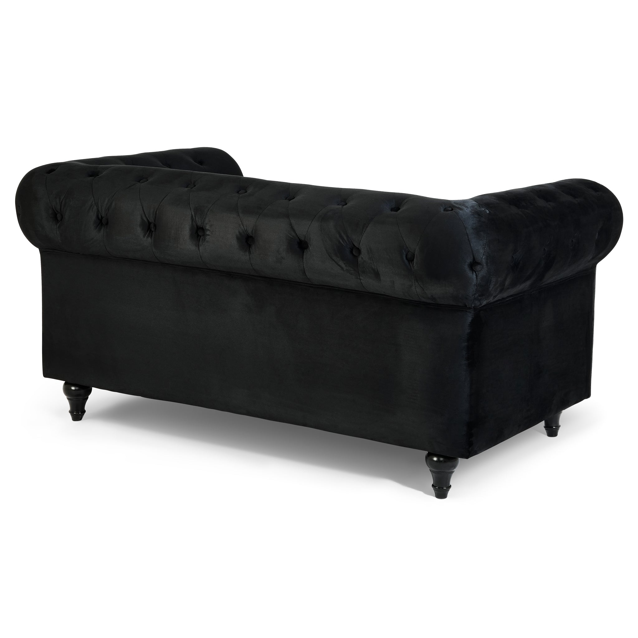 Velvet Chesterfield Sofa Suite - Black-Bargainia.com