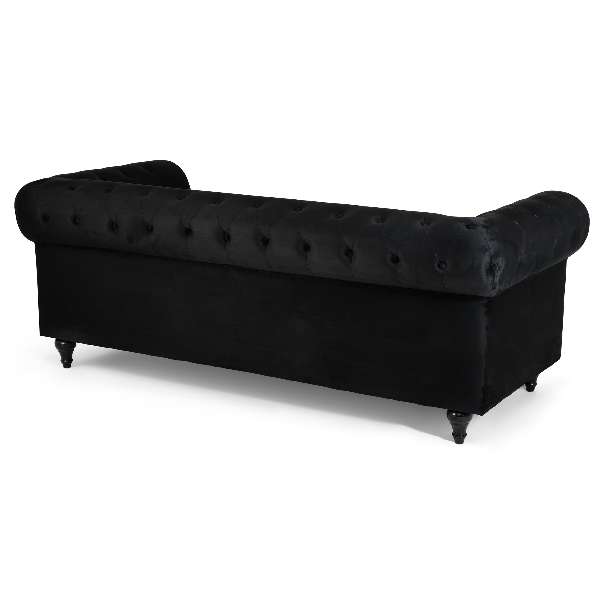 Velvet Chesterfield Sofa Suite - Black-Bargainia.com