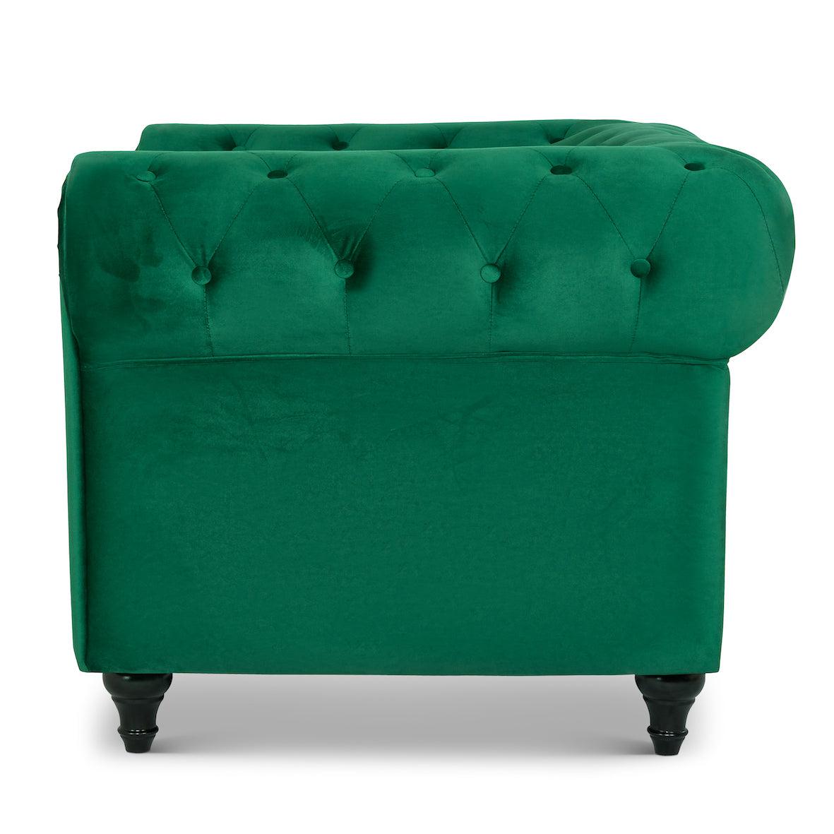 Velvet Chesterfield Sofa Suite - Jade Green-Bargainia.com