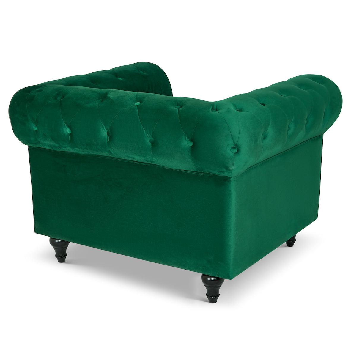 Velvet Chesterfield Sofa Suite - Jade Green-Bargainia.com