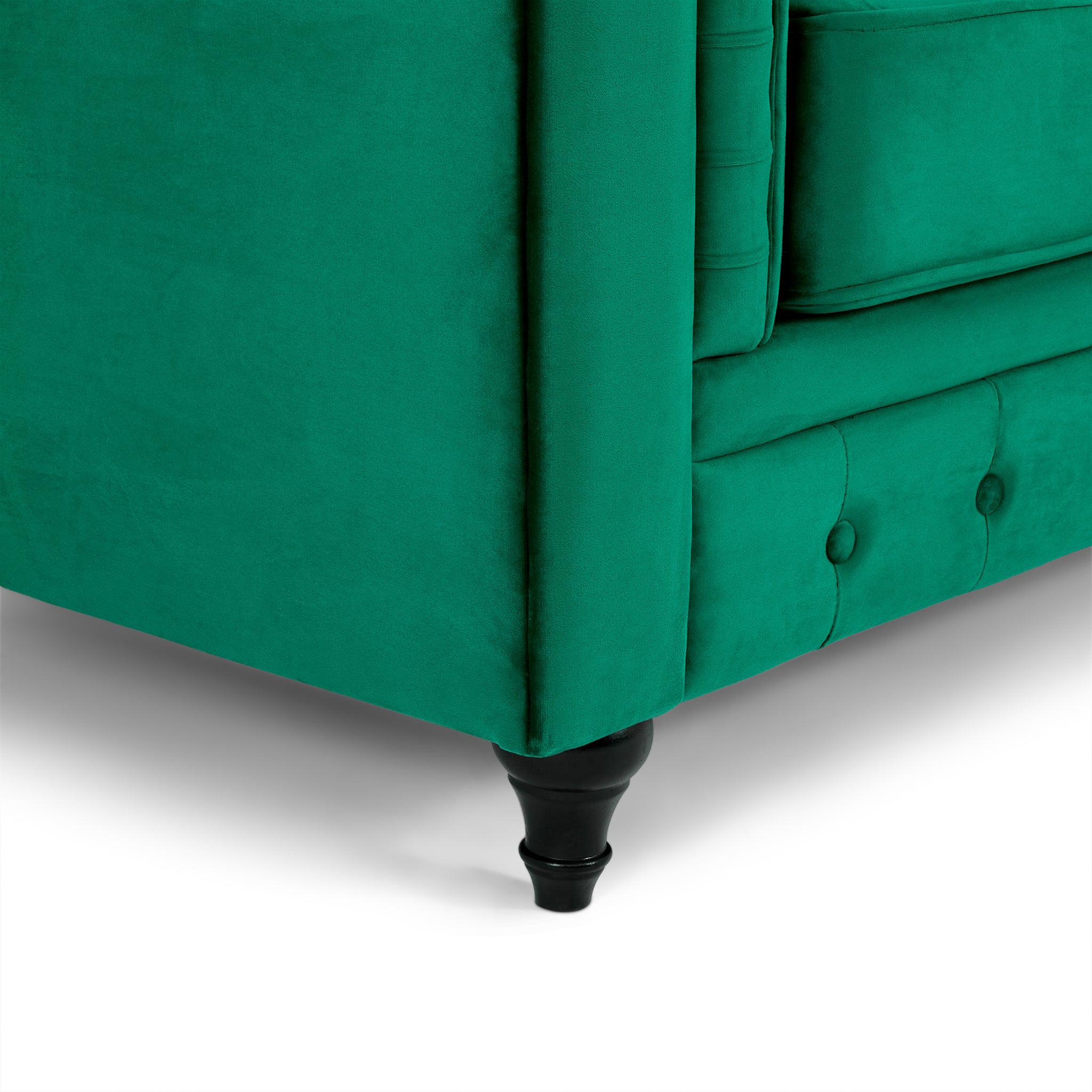 Velvet Chesterfield Sofa Suite - Green-Bargainia.com