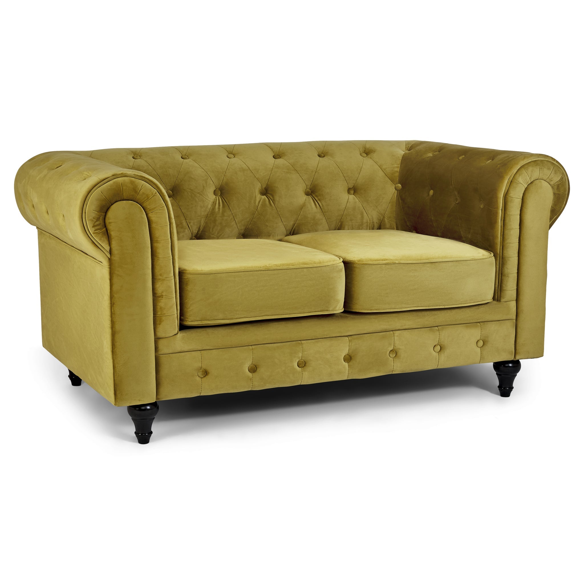 Velvet Chesterfield Sofa Suite - Gold-Bargainia.com