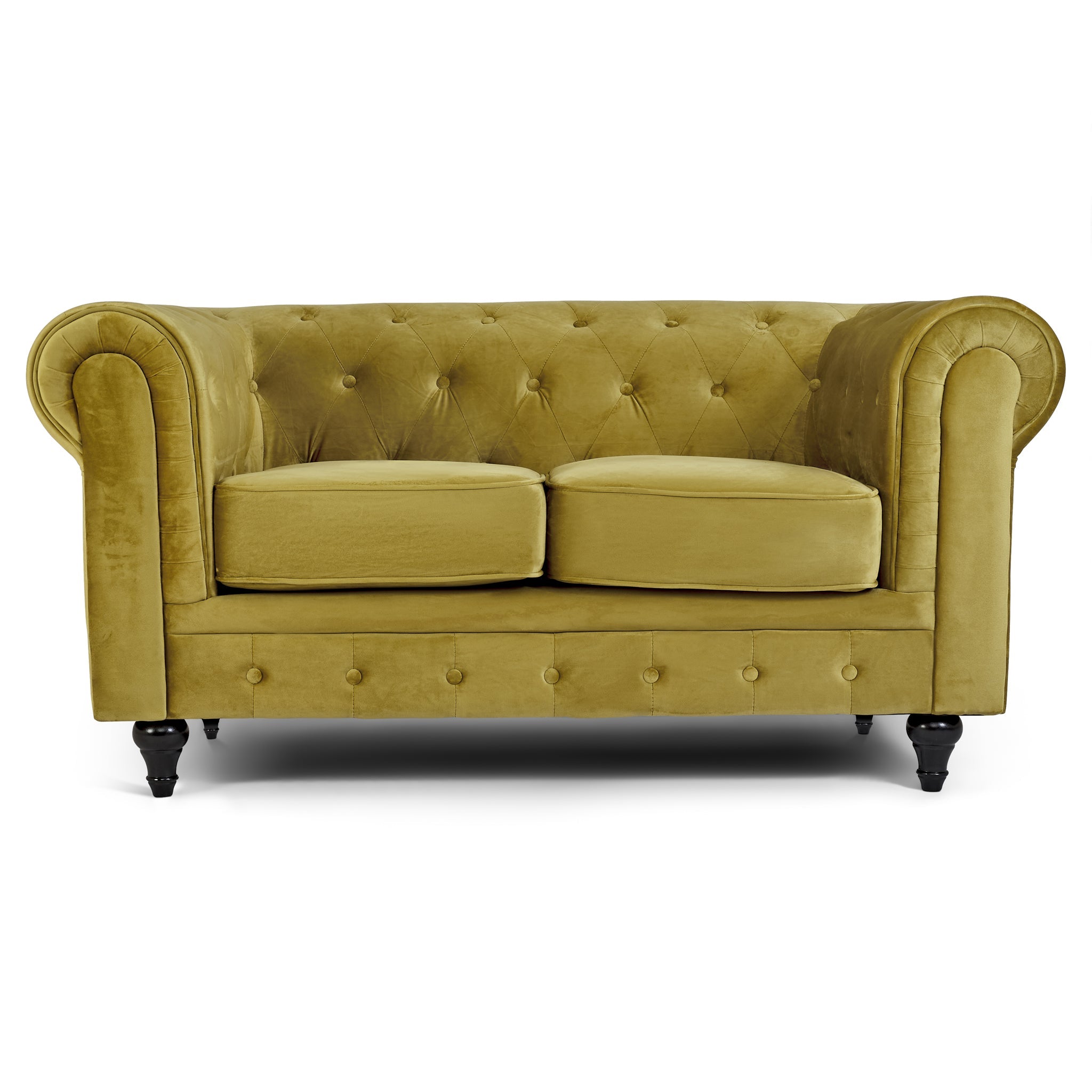 Velvet Chesterfield Sofa Suite - Gold-Bargainia.com