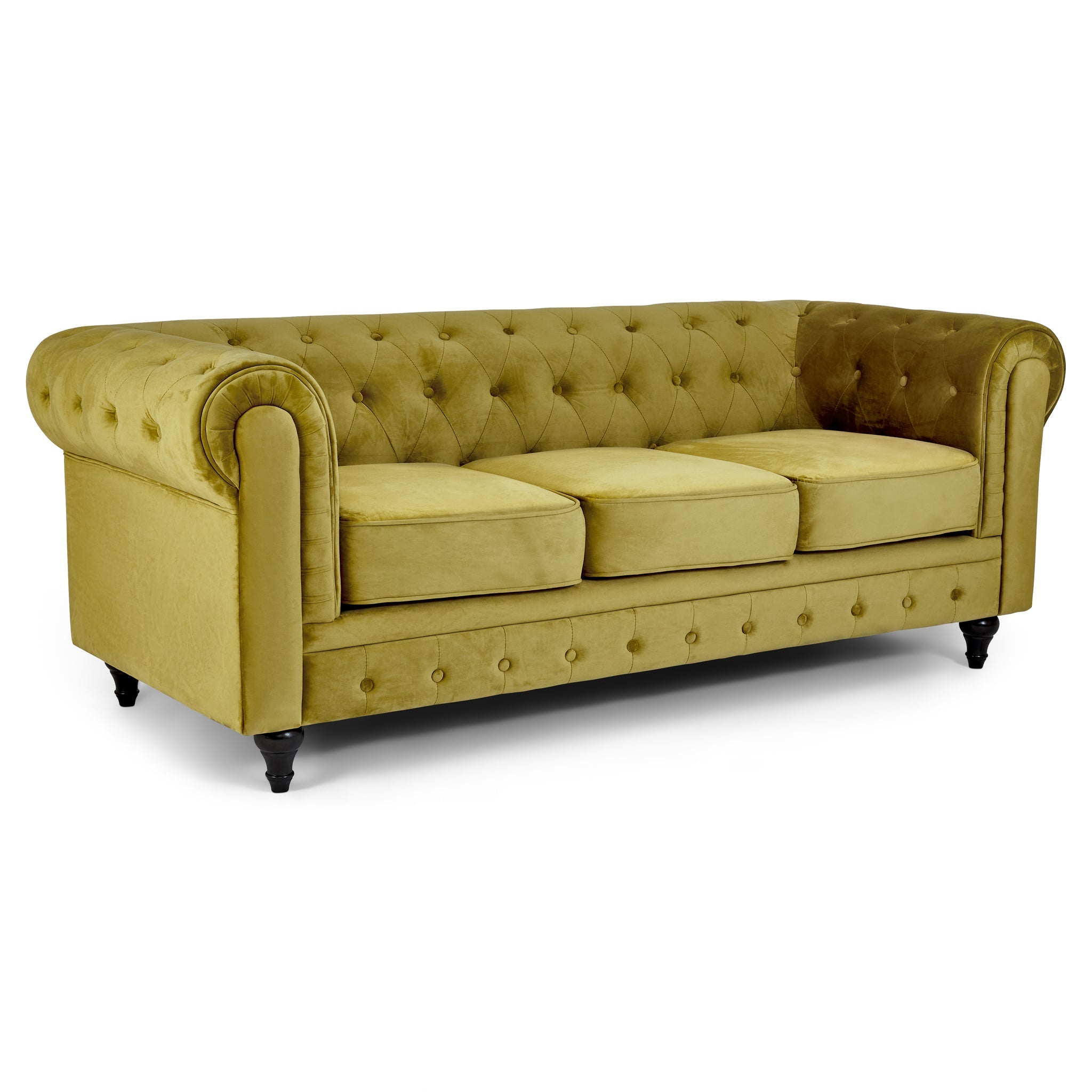 Velvet Chesterfield Sofa Suite - Gold-Bargainia.com