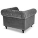 Velvet Chesterfield Sofa Suite - Grey-Bargainia.com