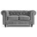 Velvet Chesterfield Sofa Suite - Grey-Bargainia.com