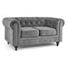 Velvet Chesterfield Sofa Suite - Grey-Bargainia.com