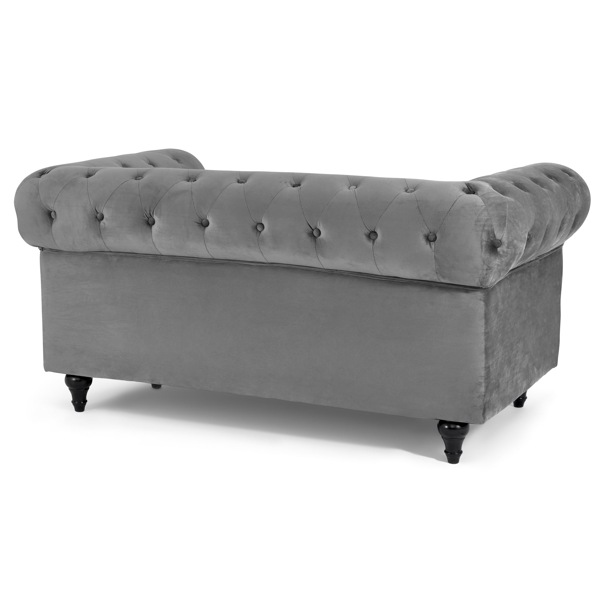 Velvet Chesterfield Sofa Suite - Grey-Bargainia.com