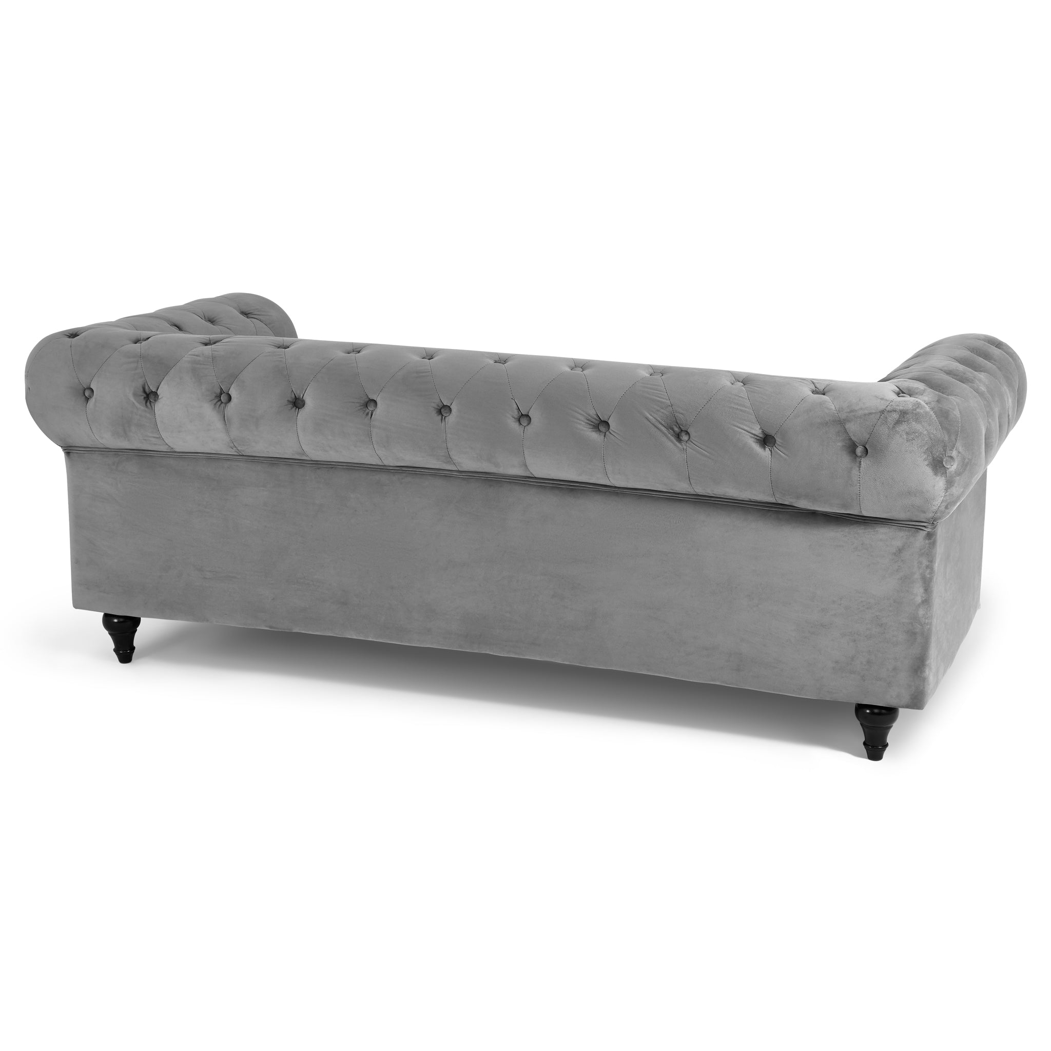 Velvet Chesterfield Sofa Suite - Grey-Bargainia.com