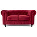 Velvet Chesterfield Sofa Suite - Wine Red-Bargainia.com