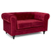 Velvet Chesterfield Sofa Suite - Wine Red-Bargainia.com