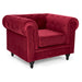 Velvet Chesterfield Sofa Suite - Wine Red-Bargainia.com