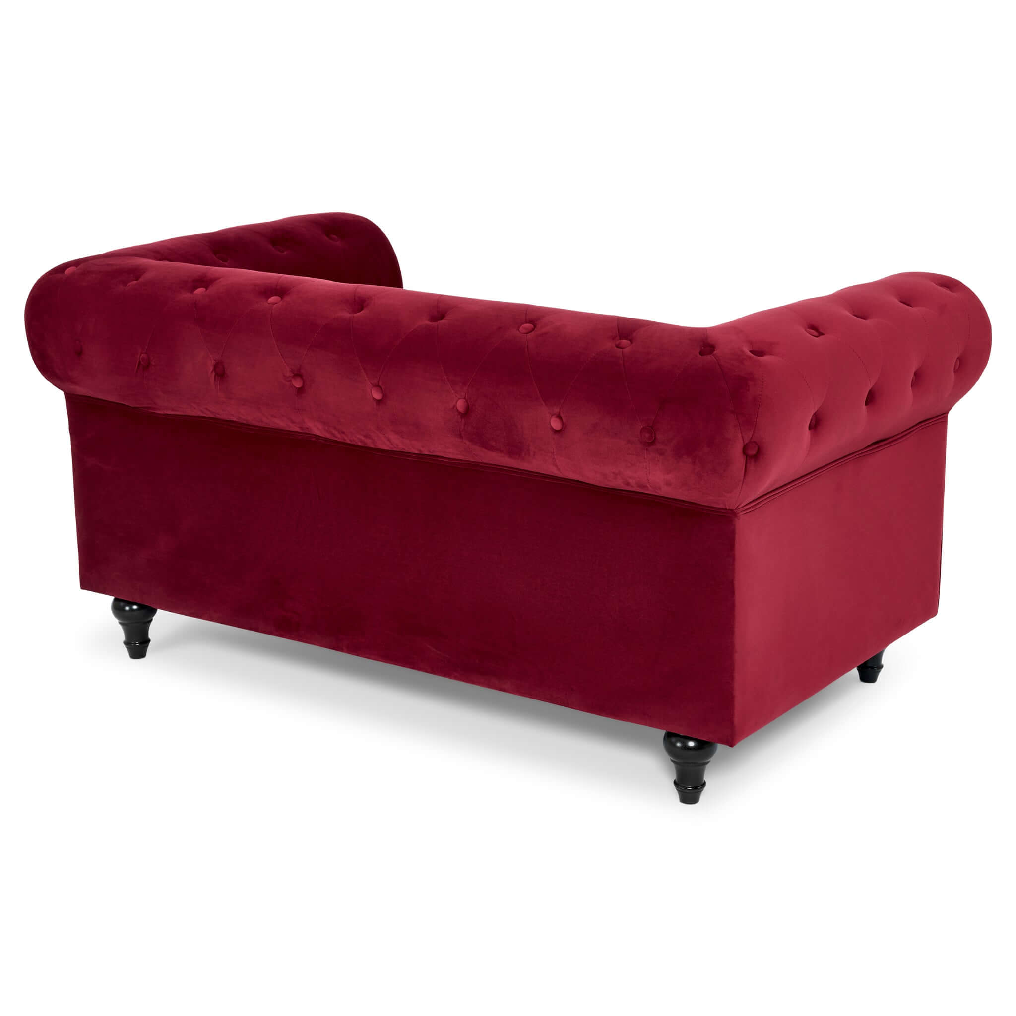 Velvet Chesterfield Sofa Suite - Wine Red-Bargainia.com