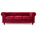 Velvet Chesterfield Sofa Suite - Wine Red-Bargainia.com