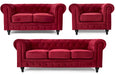 Velvet Chesterfield Sofa Suite - Wine Red-Bargainia.com