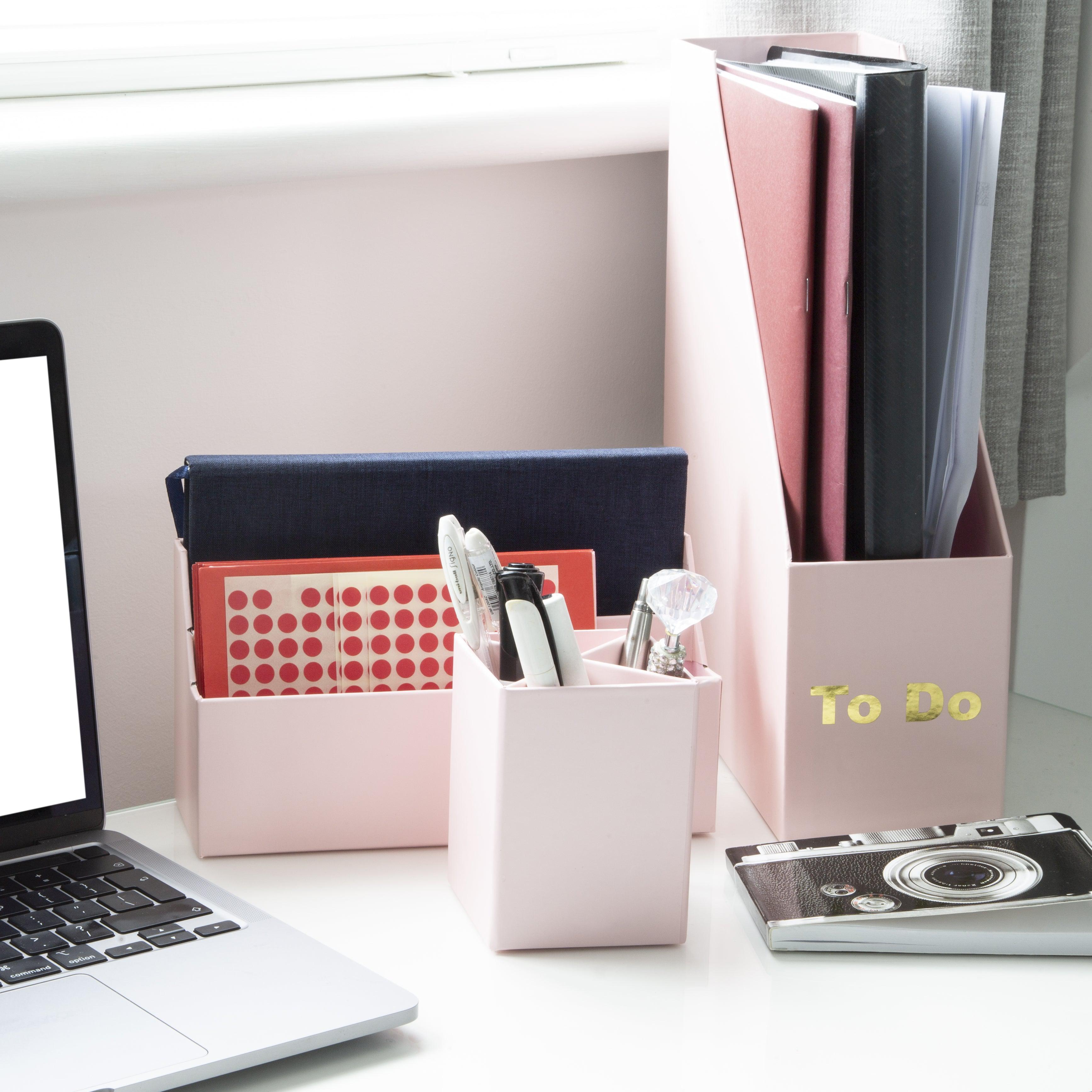 Desk Organiser Set - Pink - 4 Pcs-8718964077458-Bargainia.com