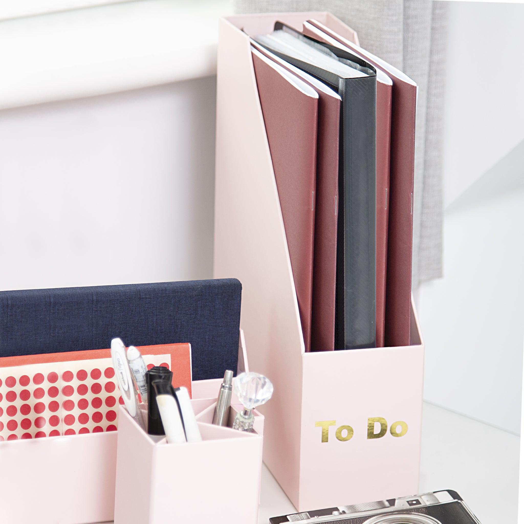 Desk Organiser Set - Pink - 4 Pcs-8718964077458-Bargainia.com