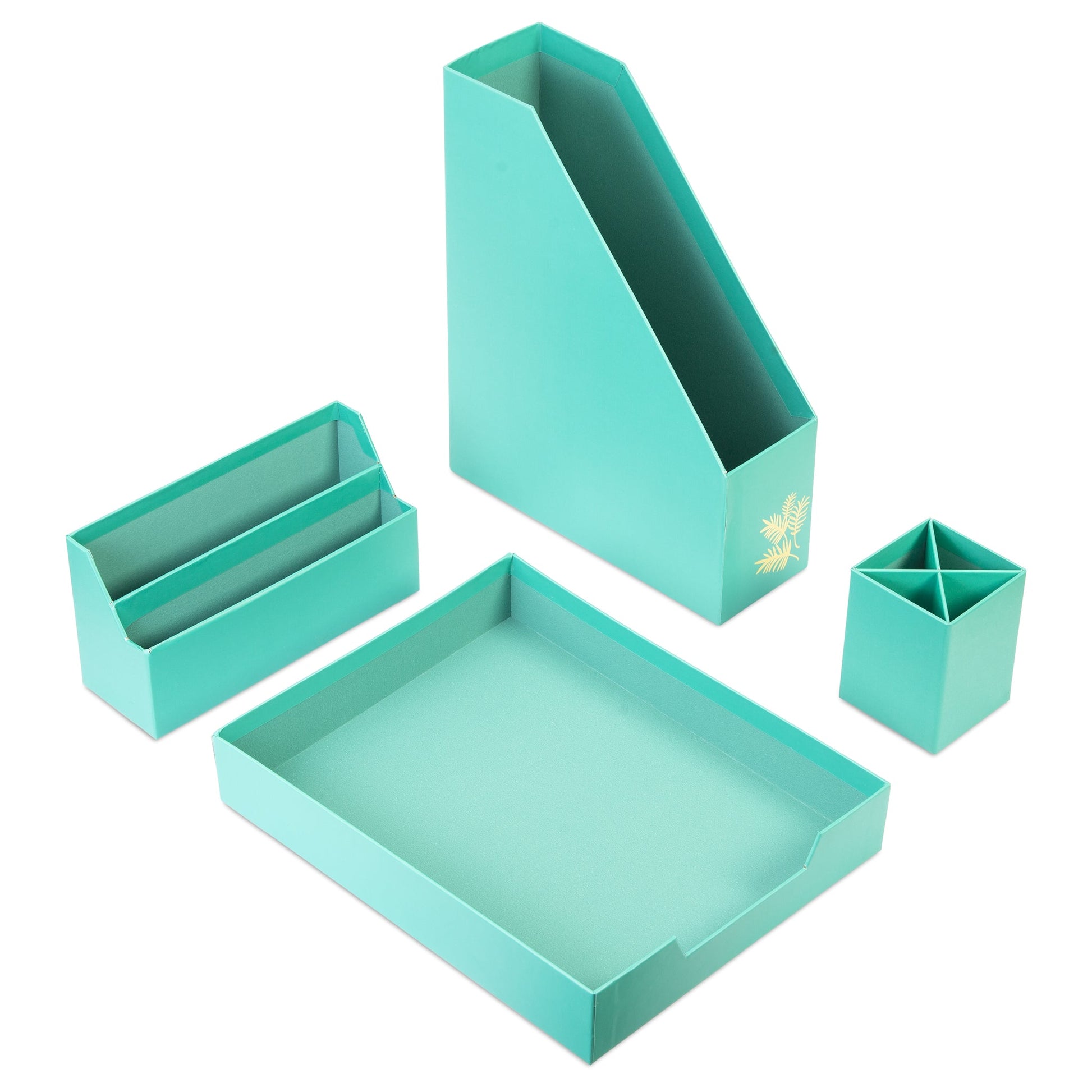 Desk Organiser Set - Teal - 4 Pcs-8718964077434-Bargainia.com