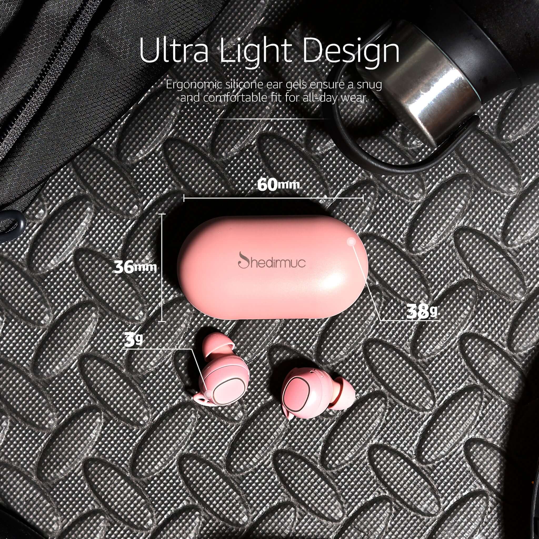 Shedirmuc Wireless Waterproof Bluetooth Earbuds Headphones Pink-Bargainia.com