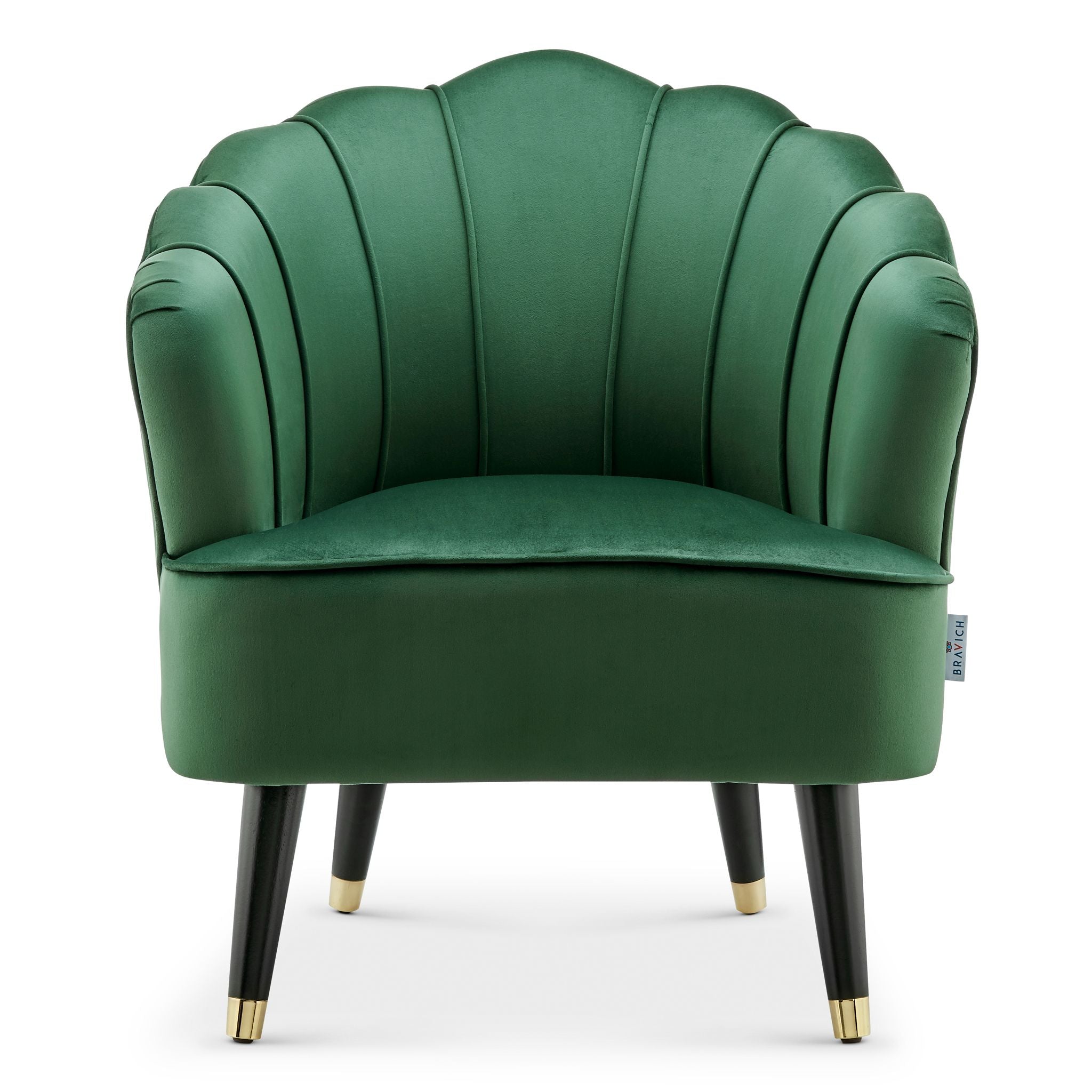 Green Velvet Shell Tub Chair Front On