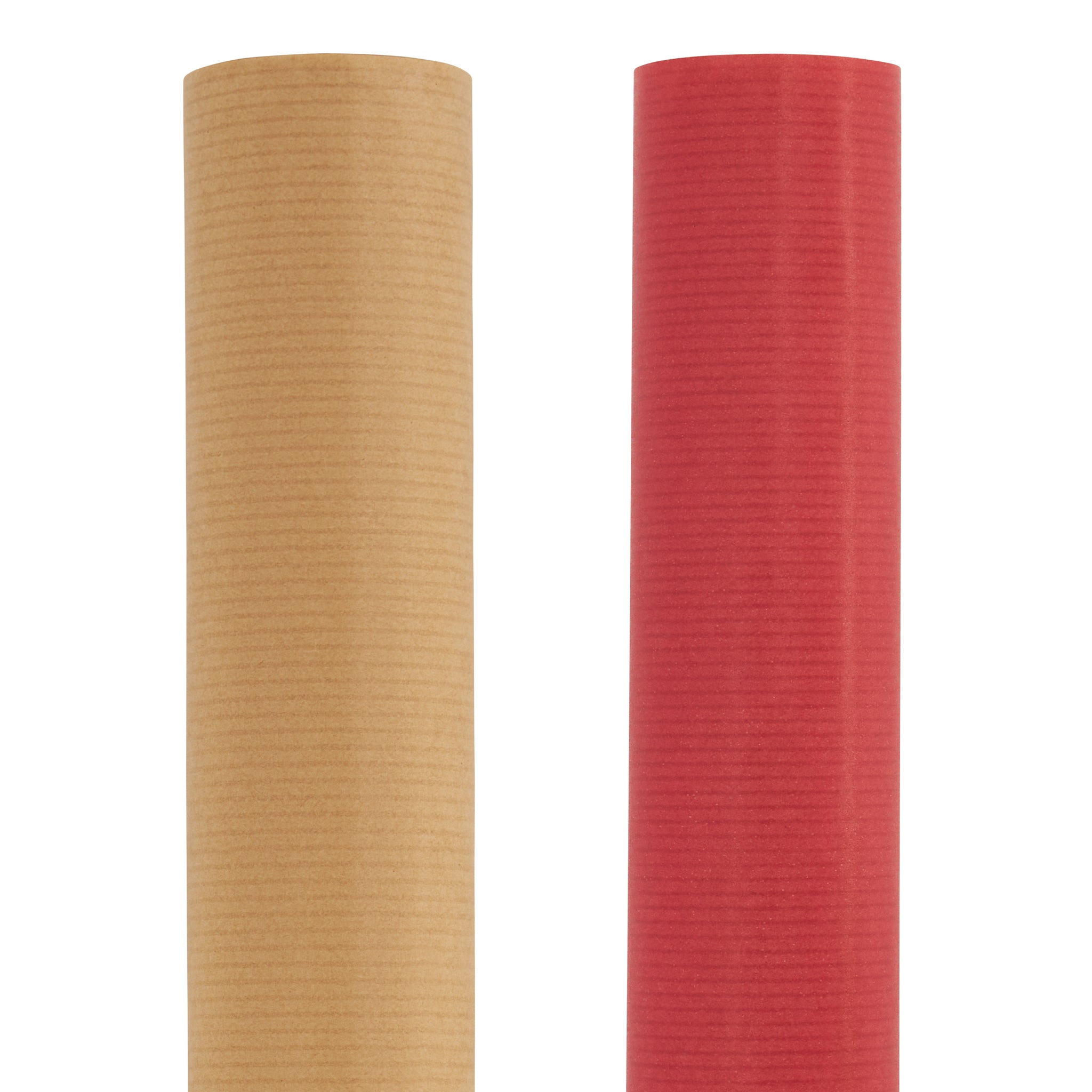 Red & Natural Ribbed Kraft Wrapping Paper - Assorted Designs - 3m Roll-5012213535618-Bargainia.com