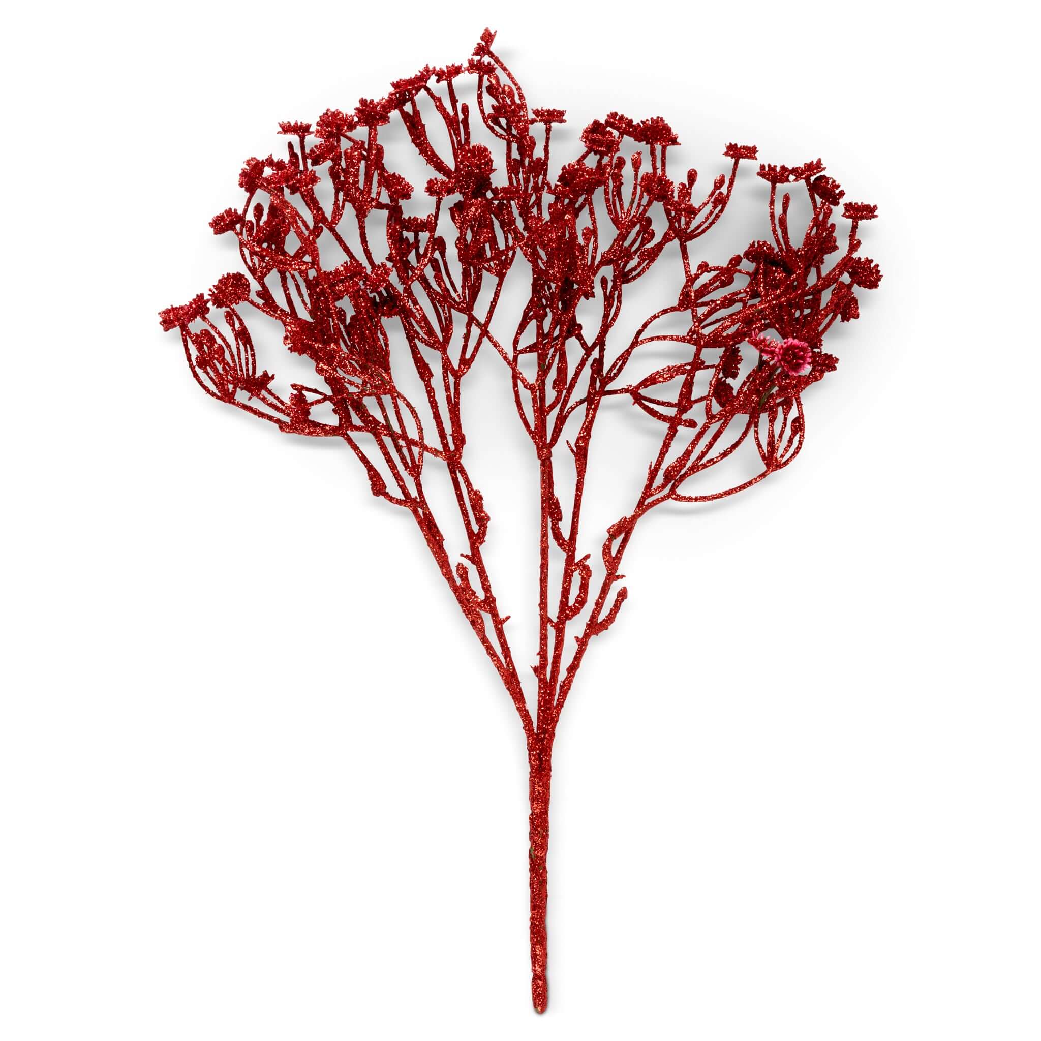 Christmas Floral Artificial Gypsophila Bush - Red Glitter