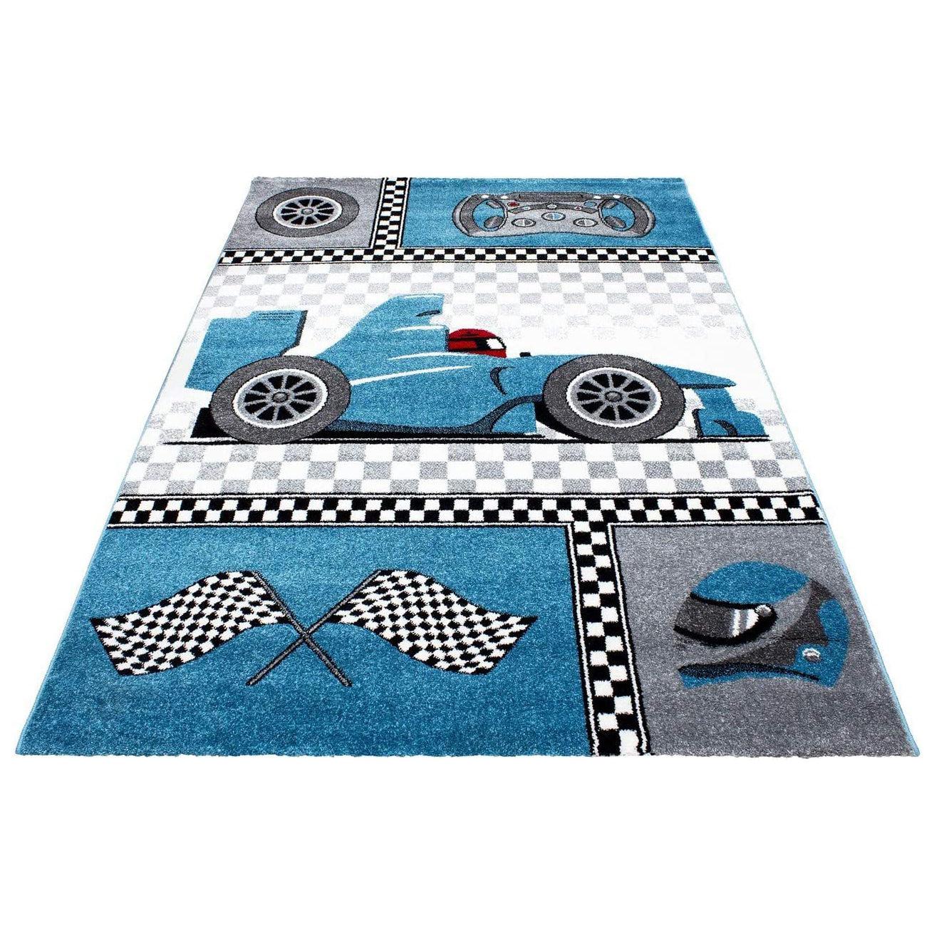 Blue Racing Car Rug - Kids-Bargainia.com