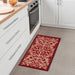 Hard Wearing Non-Slip Kitchen Runner Mat - Red Filigree-Bargainia.com