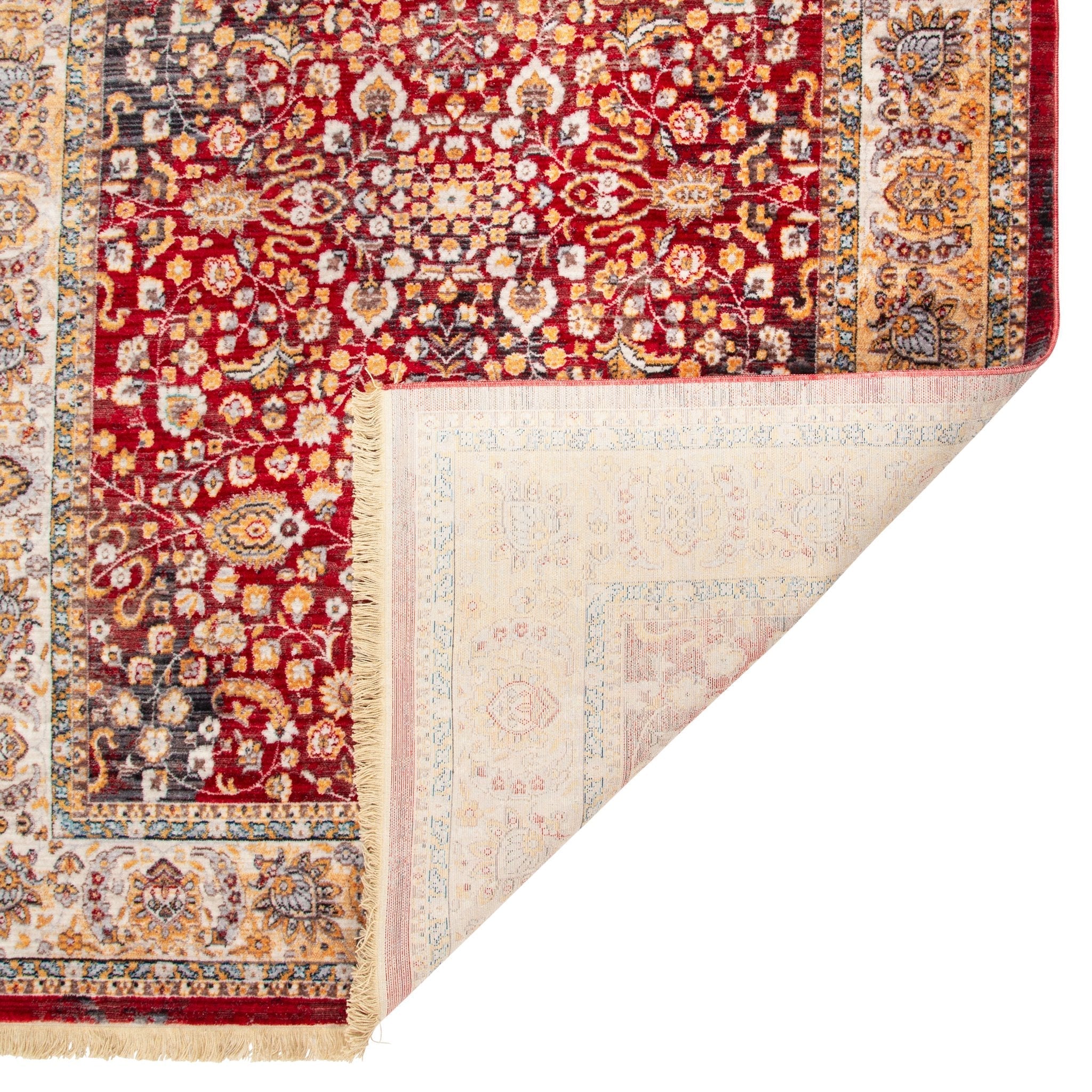 Red Boho Floral Rug - Kansas