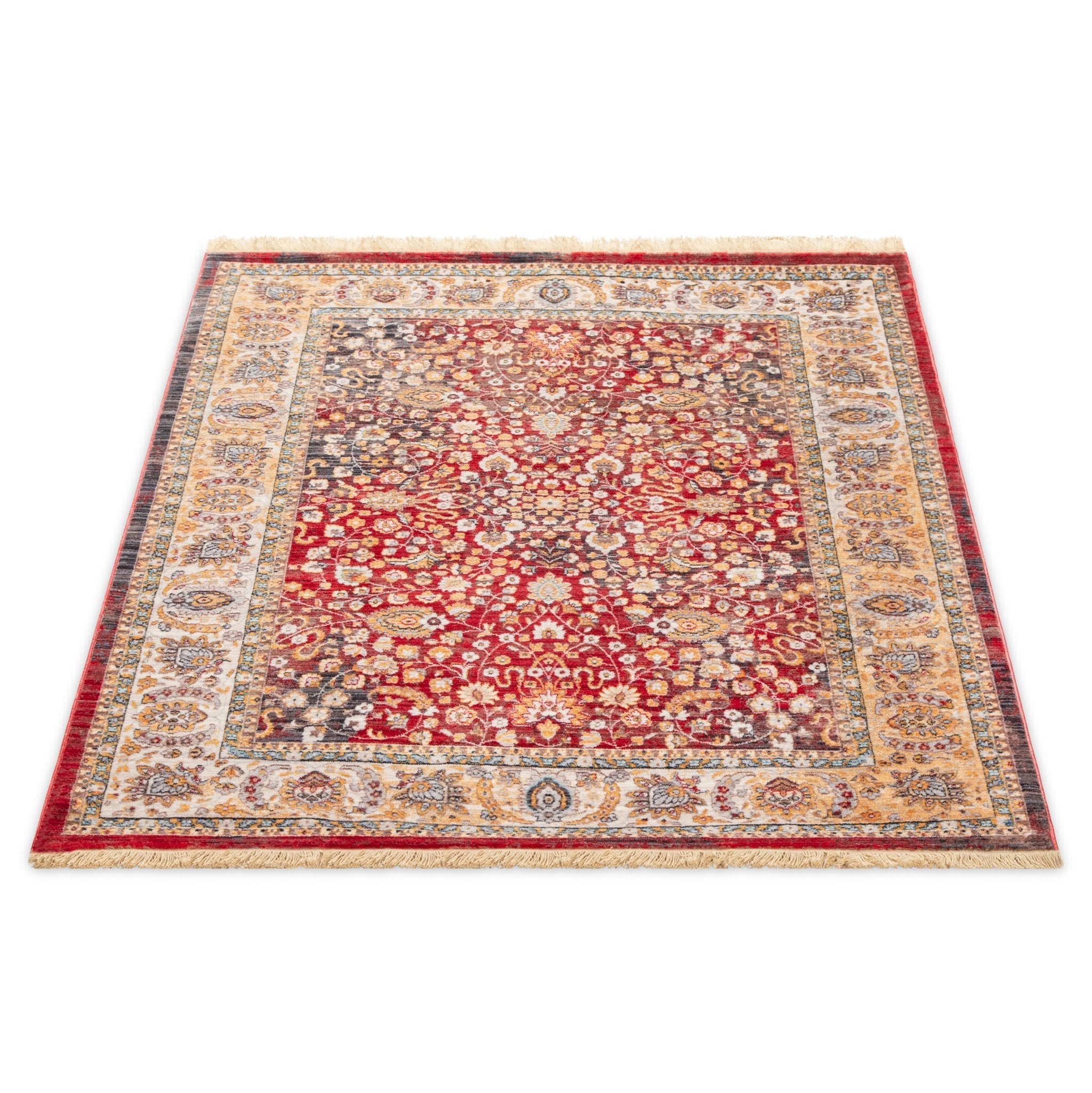 Red Boho Floral Rug - Kansas